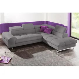 Cotta Ecksofa "Chef L-Form", grau, B:257cm H:72cm T:206cm, Luxus-Microfaser (100% Polyester);Kunstleder Softlux;Leder Advantage (abgedecktes Spalt-Rindsleder), Rückseite mit schwarzem Spannstoff bezogen;NaturLEDER (echtes Rindsleder), Rückseite mit schwarzem 