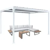 Alu Pergola MCW-L41, Lamellen-Pavillon Terrassenüberdachung, stabiles 8cm-Metall-Gestell 3x3,7m ~ weiß