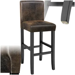 tectake® Barhocker, gepolstert mit Rückenlehne, Stuhlbeine aus Massivholz, Sitzhöhe 76 cm