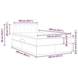 vidaXL Aufbewahrungsbett mit Matratze Hellgrau 120 x 200 cm