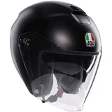 AGV IRIDES E2206, Motorrad Jet-Helmet, Unisex, Helm mit Kratzfestes Visier mit UV-Schutz, Matt Black, XL