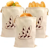 ZSMJAER Leinen-Brotbeutel, 3 Stück Brotbeutel, Wiederverwendbar, mit Kordelzug, Groß, Ungebleicht, Beutel für Brötchen, Ideale Größe 30x40cm für Kartoffeln, Zwiebeln und Knoblauch Aufzubewahren