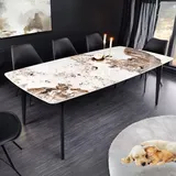 Eleganter Esstisch VENEZIA 160cm weiss Marmor-Optik Keramik - Weiß/Braun/Schwarz