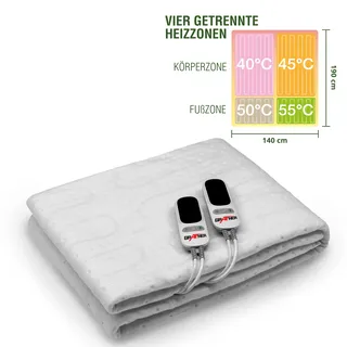 Grafner Wärmeunterbett Polyester 190x140 cm, 4 Heizzonen elektro Heizdecke Wärmedecke