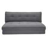 miliboo Zweisitzer-Schlafsessel aus grauem Stoff 140 x 90 x 80 cm Grau mit Kissen