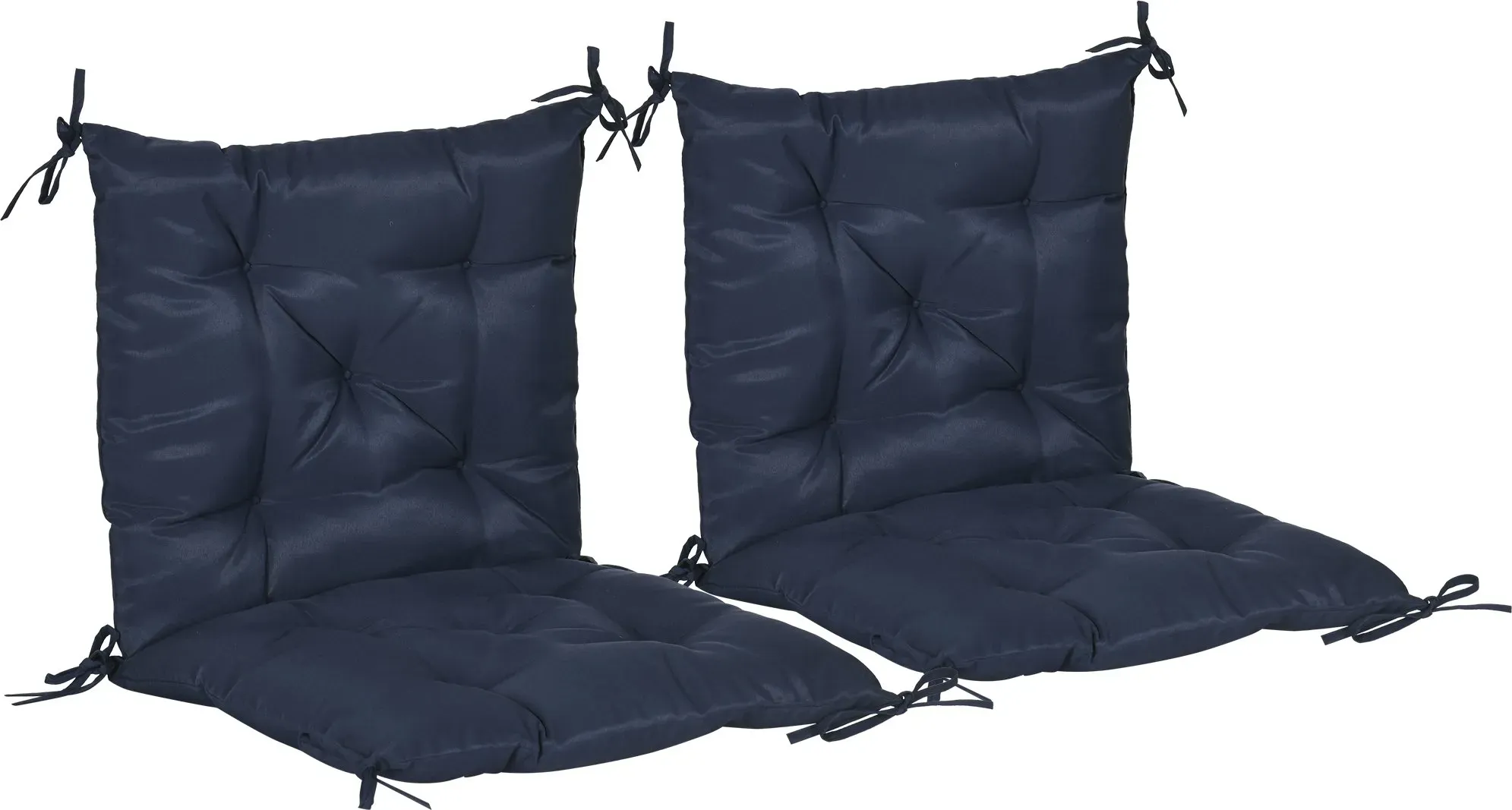 Outsunny 2er-Set Sitzkissen, 98 x 50 cm Stuhlkissen mit Bindebänder, Stoffbezug, 8cm dick Polsterauflage, Sitzpolster für Küche, Büro, Esszimmerstühle, Dunkelblau   Aosom