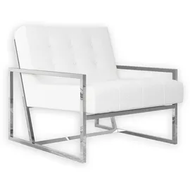 s-style möbel Loungesessel Tampa Bouclé 84 x 81 x 89 cm Weiß/Silber