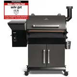 BURNHARD Pelletsmoker FLINT, Räucherofen 70°C - 230°C, Pelletgrill inkl. Edelstahlroste, Holzschneidebrett, 2 Temperaturfühler und Abdeckhaube, Smoker