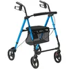 Rollator für Senioren, leichter, faltbare Laufhilfe aus Aluminium mit verstellbarem Sitz und Griff, Outdoor-Mobilitätsrollator mit 8-Zoll-All-Terrain-Rädern, 136 kg Tragkraft