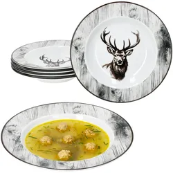 6er Set Alois Suppenteller 180ml Porzellan 6 Personen tiefe Teller Pasta Hirsch