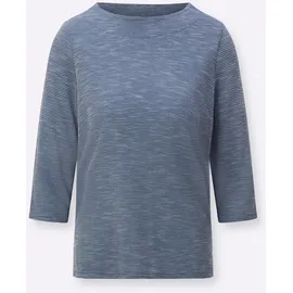 Casual Looks WITT WEIDEN 3/4-Arm-Shirt in jeansblau-ecru-gemustert | Gr.: 48,