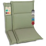 GO-DE Textil Bequeme und attraktive Polsterauflagen für Hochlehner-, Mittellehner- und Niederlehner-Gartenstühle (2er-Set, Uni Grün, Mittellehner)