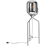 QAZQA Design Stehlampe schwarz mit Rauchglas - Bliss