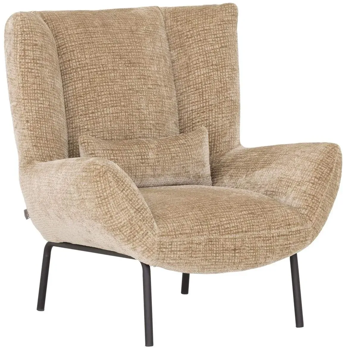 Sessel Astro aus Stoff, Retro Chic Design, Sand, gepolstert, Gestell Metall schwarz