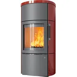 Kaminofen Hark 44-5.2 GT ECOplus RUA 5 kW - Ofenkacheln: brillant-rot - Korpus: titan