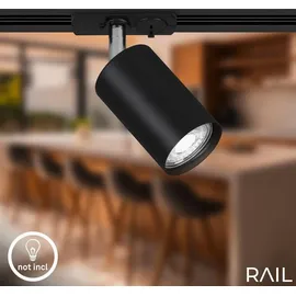 Briloner Rail Komplettset, 6x GU10 Spots schwenkbar, Einspeisung, Lichtschienensystem Decke, Strahler Schiene, Deckenlampe, Deckenleuchte, Spotlight, 2,25m, Schwarz