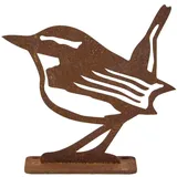 GARTENDEKO aus Rost – Vogelfigur Zaunkönig für Mauern & Zäune