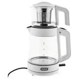 Mulex Tee Express 2-in-1 Teekocher & Wasserkocher aus Glas - 1L + 2L - Weiß