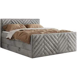 MKS Boxspringbett mit Bettkasten - grau - Maße (cm): B: 161 H: 110