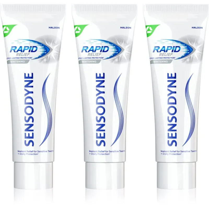 Sensodyne Rapid Whitening bleichende Zahnpasta für empfindliche Zähne 3x75 ml