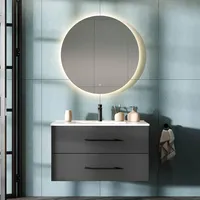 Planetmöbel Waschbeckenunterschank LUX 90 cm gold eiche / anthrazit