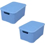 branq home essential Aufbewahrungskiste Rattan Design 32,3 x 22,5 x 15 cm 2-tlg. Denim Blau
