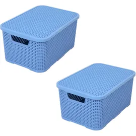 branq home essential Aufbewahrungskiste Rattan Design 32,3 x 22,5 x 15 cm 2-tlg. Denim Blau