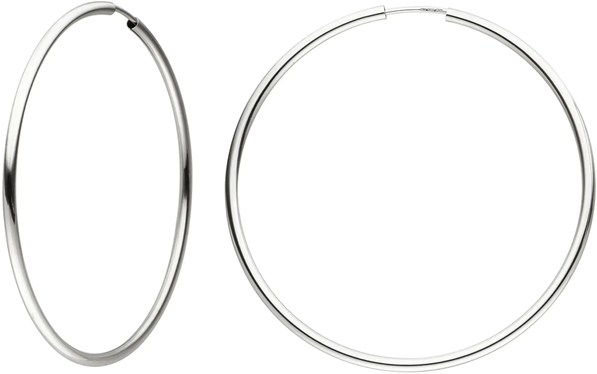Paar Creolen JOBO, weiß (weißgold 585), Ohrringe, Damen, 48mm, Weißgold 585, 585 Weißgold 48 mm