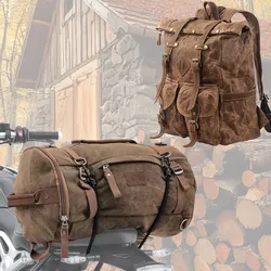 Set Rucksack 25L + Hecktasche 25L Canvas in Vintage-Stil Craftride braun