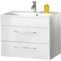 Fackelmann Waschtisch-unterbau Sceno / Badschrank mit Soft-close-system / Maße (B x H x T): ca. 80 x 65,5 x 50 cm / hochwertiger Schrank fürs Bad mit 2 Schubladen/Korpus: Weiß/Front: Weiß