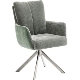 MCA Furniture Esszimmerstuhl MCA FURNITURE "MALIA", grün (pastellgrün, edelstahl gebürstet), B:61cm H:90cm T:67cm, Polyester, Stühle, Esszimmerstuhl, (Set, 2 Stck), 360 drehbar, Taschenfederkern, Sitzhöhe ca. 49 cm