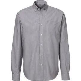 H.I.S. Langarmhemd "Regular-fit", Herren, Gr. XL (43/44), N-Gr, schwarz-weiß (anthrazit, weiß), Web, Obermaterial: 100% Baumwolle, gestreift, regular fit, Rundhals, Manschette, Hemden, Oxfordhemd langarm mit Button-down-Kragen aus reiner Baumwolle