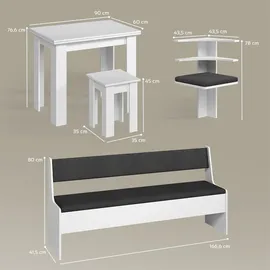 livinity® Eckbankgruppe, Weiß 210 x 210 cm mit Tisch