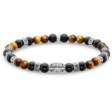 Thomas Sabo Armband mit schwarzen Onyx-Beads und Tigerauge-Beads Silber, aus geschwärztem 925er Sterlingsilber, Länge 19 cm,