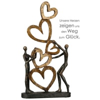 GILDE Dekofigur »Skulptur Herz auf Herz, gold/schwarz«, Dekoobjekt, Höhe 41, Wohnzimmer, goldfarben