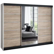 A&J MöbelLand Schiebetürenschrank VILUNO 3 200 x 215 x 59,5 cm Weiß/Schwarz
