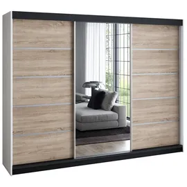 A&J MöbelLand Schiebetürenschrank VILUNO 3 200 x 215 x 59,5 cm Weiß/Schwarz