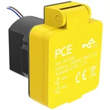 PCE U25050 Aufputz-Steckdose mit USB-Ladeausgang IP54 Gelb