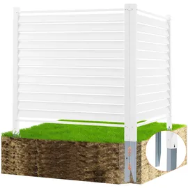 Vevor Lamellenzaun 122 x 122 cm Weiß PVC 2 St.