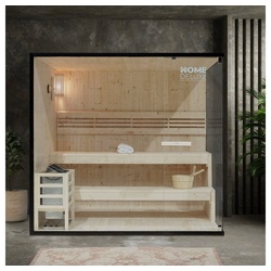 HOME DELUXE Sauna SHADOW – XL, BxTxH: 200,00 x 150,00 x 190,00 cm, 42 mm, für bis zu 5 Personen, inkl. 8 kW Saunaofen, hochwertige Fichte