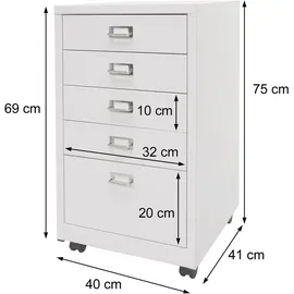 MCW Rollcontainer 75 x 40 x 41 cm weiß