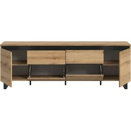 Home Affaire TOMA TV-Lowboard 188 cm Braun Metall/Holzwerkstoff