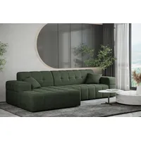 Fun Möbel Ecksofa Designersofa NANCY in Stoff Neve Tannengrün