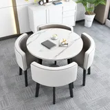 OCAZI esstisch,Rundes Esstisch-Set,Küchen-Esstisch-Set,Schlichter Kleiner runder Tisch,Runder Konferenztisch,rundes modernes Esstisch-Set,Tisch- und Stuhl-Set - #12-90 * 75cm/35.4 * 29.5in(WxH)