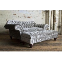 JVmoebel Chesterfield-Sofa, 2 Sitzer + Hocker Chesterfield Sofagarnitur Sofa Couch Polster silberfarben
