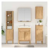 vidaXL FLORO Bad hoher Schrank 35 x 30 x 160 cm Wachsbraun Massivholz