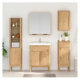 vidaXL FLORO Bad hoher Schrank 35 x 30 x 160 cm Wachsbraun Massivholz