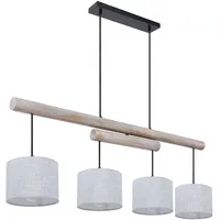GLOBO LED Hängelampe, höhenverstellbar, Holz, grau, schwarz, L 113 cm