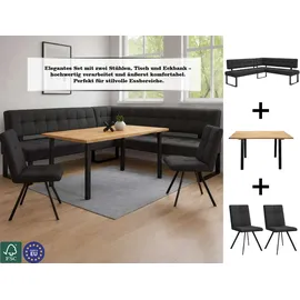 Home Affaire Eckbank HOME AFFAIRE "Mia Küchenbank, Polsterbank, Esszimmerbank, 207x167 cm", dunkelgrau, schwarz, B:207cm H:61cm T:167cm, Massivholz, Metall, Polyester, Sitzbänke, Eckbank, Moderne Bank und Farben, Sitzplatzanzahl: 5, Frei in Raum stellbar