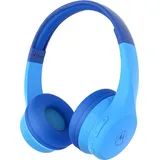 Motorola Sound Moto JR300 Bluetooth Kinder Kopfhörer mit Mikrofon – Leichter Over Ear für,Lautstärkebegrenzung 85 dB,Audio-Splitter zum Teilen ideal Schule,Reisen,Gaming Blau